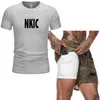 Neue männer Übergroße Kleidung Marke Schwarz T-shirt und Shorts Männer Trainingsanzug 2 Stück Set Sommer Gedruckt Mann Sets Kurze outfits