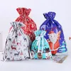 2021 Sacs de stockage de cadeaux de Noël Sacs d'emballage de cadeaux de Noël Sac de cordon de sac de père Noël avec des rennes Bonhomme de neige Sac de bonbons BH4302 TQQ