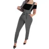 Kobiety Spodnie Jumpusy swobodne stałe w talii Kobiece Saksia z szarfią Lady Spodnie śliniaki Slim Fit Rompers kombinezon D30 201113