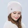 Bonnet/crâne casquettes hiver femme chapeau fausse fourrure et lapins Angora doux délicat pendentif décoration mode pour les filles Davi22