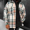 Mode Plaid imprimé manteaux pour hommes décontracté lâche à manches longues vêtements d'extérieur hommes automne col rabattu veste boutonnée 220301