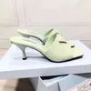2022 factory direct selling women's slippers Fashion Square Head real leather middle heel wedding dress designer street show 6.5cm 6636
