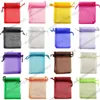 7cm * 9cm Organza Sheer Gaze Örhängen Halsband Smycken Påse Väskor Packing Drawable Organza Pouch Bag Bröllop Små presentväska Partihandel Pris