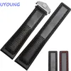 s 22mm Black red Genuine Leather Watch Band Men Air Permeability With Holes Strap CJ1912256506914