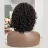 Curto Curly T Parte Peruca Brasileira 4x4 Lace Fechamento Perucas Kinky Curl Virgin Humano Cabelo arrancado com cabelo de bebê 150% densidade para mulheres