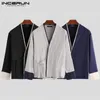 INCERUN Herbst Casual Männer Harajuku Yukata Mantel Kimono Stilvolle Komfort Patchwork Baumwolle Leinen Retro Baggy Herren Jacken Strickjacke