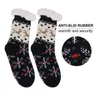 Femmes hiver chaud flou confortable antidérapant tapis chaussettes Sherpa polaire doublé noël maison doux pantoufle chaussettes avec pinces