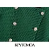 KPYTOMOA Moda donna Bottoni in metallo Tweed Giacca corta Cappotto Vintage O Collo Manica lunga Capispalla femminile Chic Top 220217