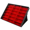 18 Grid Zonnebril Opslag Organizer Bril Display Case Stand Houder Eyewear Brillen Box Rood + Rood + Zwart