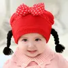 Cute Baby Wig Hats Bow-knot Children's Knitted Braids Hat For 3 to 18 Months Baby Girls Infant Caps Winter Autumn Head Supplies