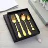 Four-piece Stainless Steel Cutlery Set Western Steak Cutlery Meal Knife Fork Spoon Gift Box Home Dinning Kitchen Restaurant Supplies YL0053