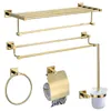 Badrumstillbehör Thandduk Rackpaper Hållare Toalettborste HolderTowel Rangerhooks Brass Material Gold Bath Hardware Set T200425