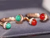 Anello aperto punk di qualità lussuosa con malachite e agata rossa per regalo di gioielli da sposa da donna