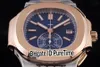 3KF 5980-1AR-001 CH28-520C Cronografo automatico Orologio da uomo Two Tone Rose Gold Blue Texture Dial Bracciale in acciaio Super Edition Pure1715