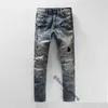 2023 Mens Designer cargo jeans Distressed Ripped Slim Fit Motorcycle Bikers Denim for s Fashion Mans Black Pants