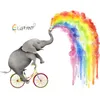 Creative Cartoon Elephant Rainbow Painting Wall Stickers for Kid's Room Children's Room Bedroom Decoration Large Wallpap226x