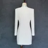 고품질 새로운 패션 활주로 디자이너 드레스 여성 긴 소매 더블 브레스트 노치 칼라 드레스 201204
