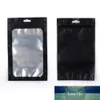 Varicoso Tamanhos Reclosable folha de alumínio Mylar pacote de saco da janela dianteira Matte Black zip lock sacos com Pendure Buraco