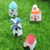 Creative Resin Garden Decorations Mini Castle Windmill Church House Moss Terrarium Grön Växt Present Mikro Landskap Tillbehör Fairy Garden DIY SN4849