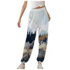 Femmes Plus Size Pant S-3xl Mountain Winter Warm Treetop Fashion Print Pocket Sports Running Athletic Pants 201111