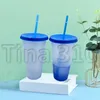 HOT 24oz Color Changing Cup Magic Plastic Drinking Tumblers with Lid and Straw Reusable Clear Colors Cold Cup Summer Beer Mugs T500344