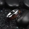 Moda Nature 8mm Wood Inclado anel de casamento de tungstênio para homens Homens de alto noivado de aço inoxidável anel de casamento Men Waring3003690