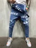 Calças de jeans masculinas Bib Calças de cor sólida macacão letras impresso magro magro ajuste jeans calças jumpsuits suspenders streetwear1