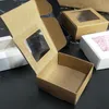 300 pezzi 3 colori bianco / nero / marrone scatola di carta con finestra in PVC scatole di imballaggio bomboniera confezione regalo pane biscotto portabiscotti forniture per la cottura