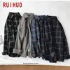 RUIHUO Plaid Casual Shirts Für Männer Kleidung Schwarz Langarm Mode M-5XL Ankunft 220309