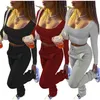 Kadınlar Güz Winte Kıyafetler Katı Renk Eşofman Rahat İki Parçalı Pantolon Uzun Kollu Hoodies + Legging Spor Jogger Suit Artı Boyutu Spor 4111