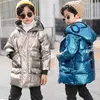 Olekid 2020 inverno para baixo jaqueta para meninos ultraman impermeável criança brilhante criança casaco de inverno 3-12 anos criança meninas adolescentes outerwear parka lj201017