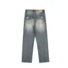 Jeans da uomo High street con lo stesso micro corno sciolto patch di giunzione casual barba di gatto jeans tagliati in modo irregolare