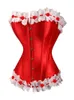 Bustiers Corsets Red Lolitaセクシーな女性フリルコルセットビーチエハロウィーンコスチュームレースアップランジェリーオーバーバストトップボディシェーパーウエストトレーナーSI