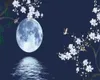Jasne Księżyc Kwiaty 3D Krajobraz Tapety Kraj CTYLE Tapeta Salon Sypialnia WallCovering HD Tapeta