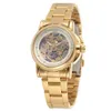 Luxury Gold Femmes Automatic Motchical Watchs Women Fashion Horloge en acier inoxydable Fadies Crystal Hollow Skeleton Watch Saati 20114763545