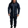 Costume Hommes Combinaison Vêtement Pajama Hiver Hommes Épissage Sweat à capuche Pyjamas Ensembles de la fermeture à glissière lâche Combinaison Hombre Tracksuits LJ201117