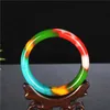 Natural Color Jade Bangle Bracelet Genuine Hand-Carved Charm Jadeite Jewelry Fashion Accessories Amulet for Men Women Lucky Gift LJ201020