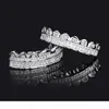 New Baguette Set Teeth Grillz Top Bottom Rose Gold Silver Color Grills Dental Mouth Hip Hop Fashion Jewelry Rapper Jewelry1348212