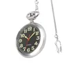 Luminous Arabic Numerals Display Mechanical Self Winding Pocket Watch Exquisite Silver Retro Pendant Clock with 30 cm Fob Pocket T200502