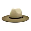 2021 Autumn Winter Fashion Spraypalped Jazz wełniany kapelusz z klamrą z paskiem kobiety mężczyźni duże szerokie grzbiet panama gradient fedora hat4453871