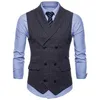 Hommes gilets marque costume gilet hommes veste sans manches Beige gris marron Vintage Tweed mode printemps automne grande taille gilet Guin22