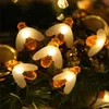 LED Solar Light Outdoor Bee String Lights Solar Power LEDs Strings Waterproof Decors Lamp Garden Christmas Holiday Decor Outdoor 201203