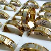 New 30pcs Etched JESUS CROSS Stainless Steel Ring 316L Wide 6mm Gold Religious Comfort Fit Band Quality Ring Mens Womens Jewelry Lot