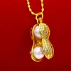 Chaîne à pendentif en forme d'arachide pour femmes, or jaune 18 carats, bijoux tendance, cadeau 235f
