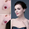 JPalace Heart создал серьги Ruby Stud 925 Серебряные серьги стерлингов для женщин Gemstones Корейские заработки модные украшения 200923277Y