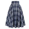 Gonne Donna Vita alta New Plaid Pieghettato Rosso Verde Solido Stile coreano Sweet Girls School Students Slim Gonna lunga tutto-fiammifero G220309