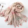 Espanha verão borla cachecol para mulheres moda floral impressão viscose cachecóis senhora pashmina bandana feminino muçulmano hijab 18090cm 2010184901584