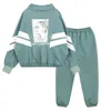 Kinder Sport Kleidung Mädchen Gedruckt Kinder Kleidung Für Mädchen Gestreiften Mantel + Hosen Mädchen Kleidung Teenager Kinder Kostüm LJ200916