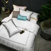 Set di biancheria da letto in cotone egiziano di lusso bianco 100% per hotel a 5 stelle Set completo di copripiumino matrimoniale king size / set di lenzuola piatte 4/6 pezzi C0223