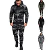 Spring and Autumn Men's Tracksuits fashionable sportswear zipper hoodie camouflage solid multifunctional sportswear set sports running wear